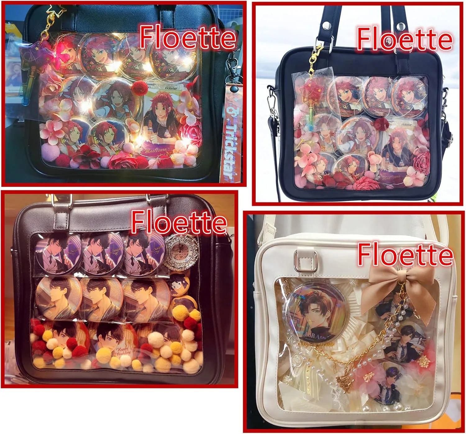 Floette Ita Bag Crossbody Bag Shoulder Purse Pin Display Bag Anime Bag DIY Cosplay Comic Con with Insert
