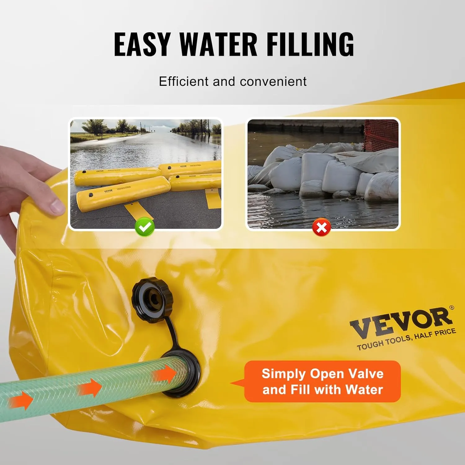 Flood Barriers, Sandbag Alternative Flood Bags 4 Pack, Flood Barrier for Home, Water Barriers for Flooding, Doorway, Driveway(4FTx6in)