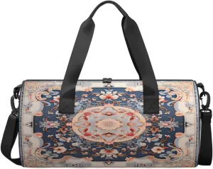 Florals Village Pattern Travel Gym Bag Waterproof Sport Dance Bag for Women Men Portable Gymnastics Duffel Bags Canvas Tote Carry on Handbag for Workout Overnight Weekender