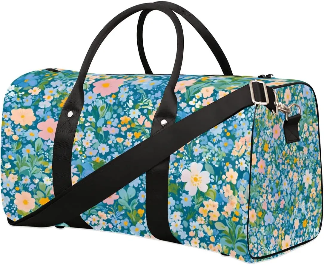 Flower Bush Rustic Travel Duffel bag for Men Women Weekender Overnight Bag Gym Bag Carry On Luggage Bags for Yoga Workout Sports