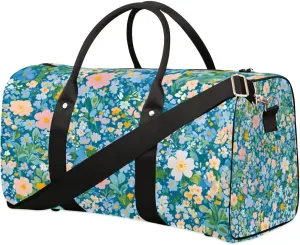 Flower Bush Rustic Travel Duffel bag for Men Women Weekender Overnight Bag Gym Bag Carry On Luggage Bags for Yoga Workout Sports