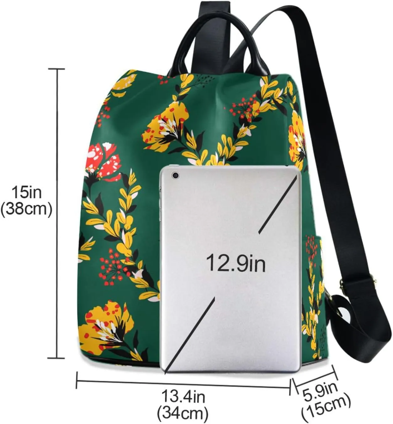 Flower Print Anti-theft Backpack Handbags for Women Travel Rucksack Lightweight Shoulder Bags 13.4 X 5.9 X 15in Pattern 6