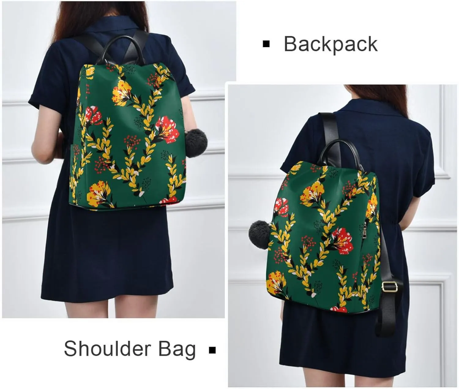 Flower Print Anti-theft Backpack Handbags for Women Travel Rucksack Lightweight Shoulder Bags 13.4 X 5.9 X 15in Pattern 6
