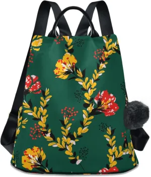 Flower Print Anti-theft Backpack Handbags for Women Travel Rucksack Lightweight Shoulder Bags 13.4 X 5.9 X 15in Pattern 6