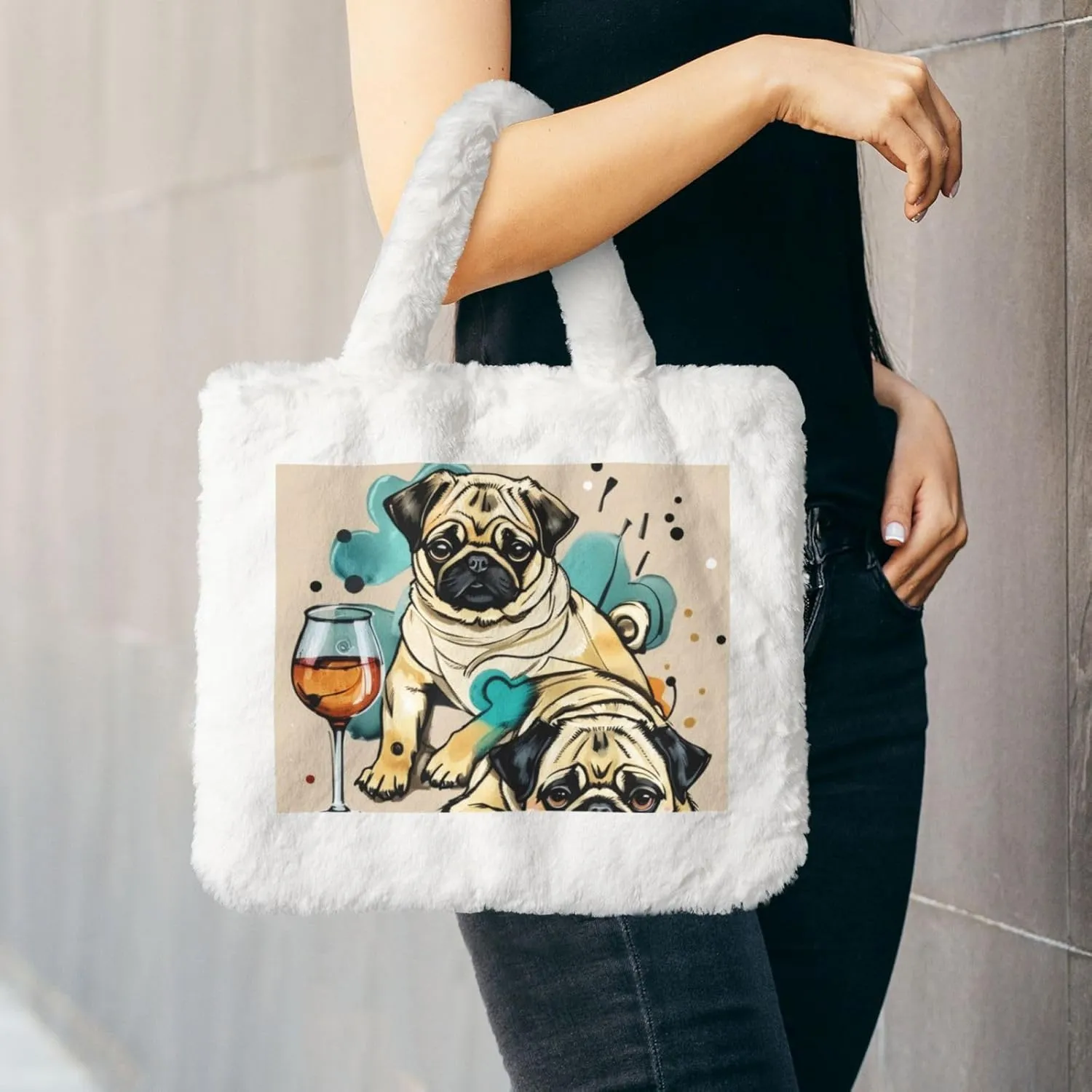Fluffy Bag Purse, Winter Faux Fur Bags for Women Furry Tote Bag Fuzzy Shoulder Handbags