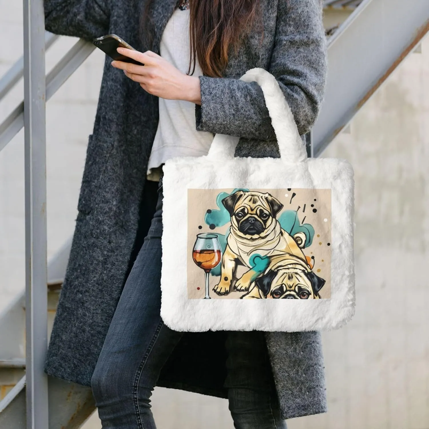 Fluffy Bag Purse, Winter Faux Fur Bags for Women Furry Tote Bag Fuzzy Shoulder Handbags