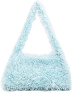 Fluffy Shoulder Hobo Bag Handbag and Purse Women Y2K Fuzzy Soft Plush Underarm Tote Bag