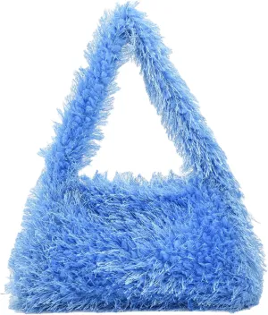 Fluffy Shoulder Hobo Bag Handbag and Purse Women Y2K Fuzzy Soft Plush Underarm Tote Bag