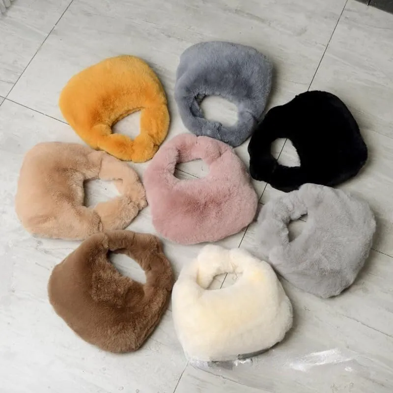 Fluffy Tote Bag, Cute Lady Plush Purse Cute Mini Handbag Plush Dumpling Bag Y2K Plush Purse