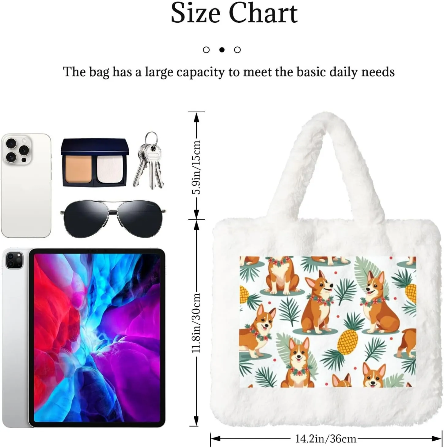 Fluffy Tote Bag for Women, Cute Fuzzy Tote Handbag Faux Fur Bag Furry Purse