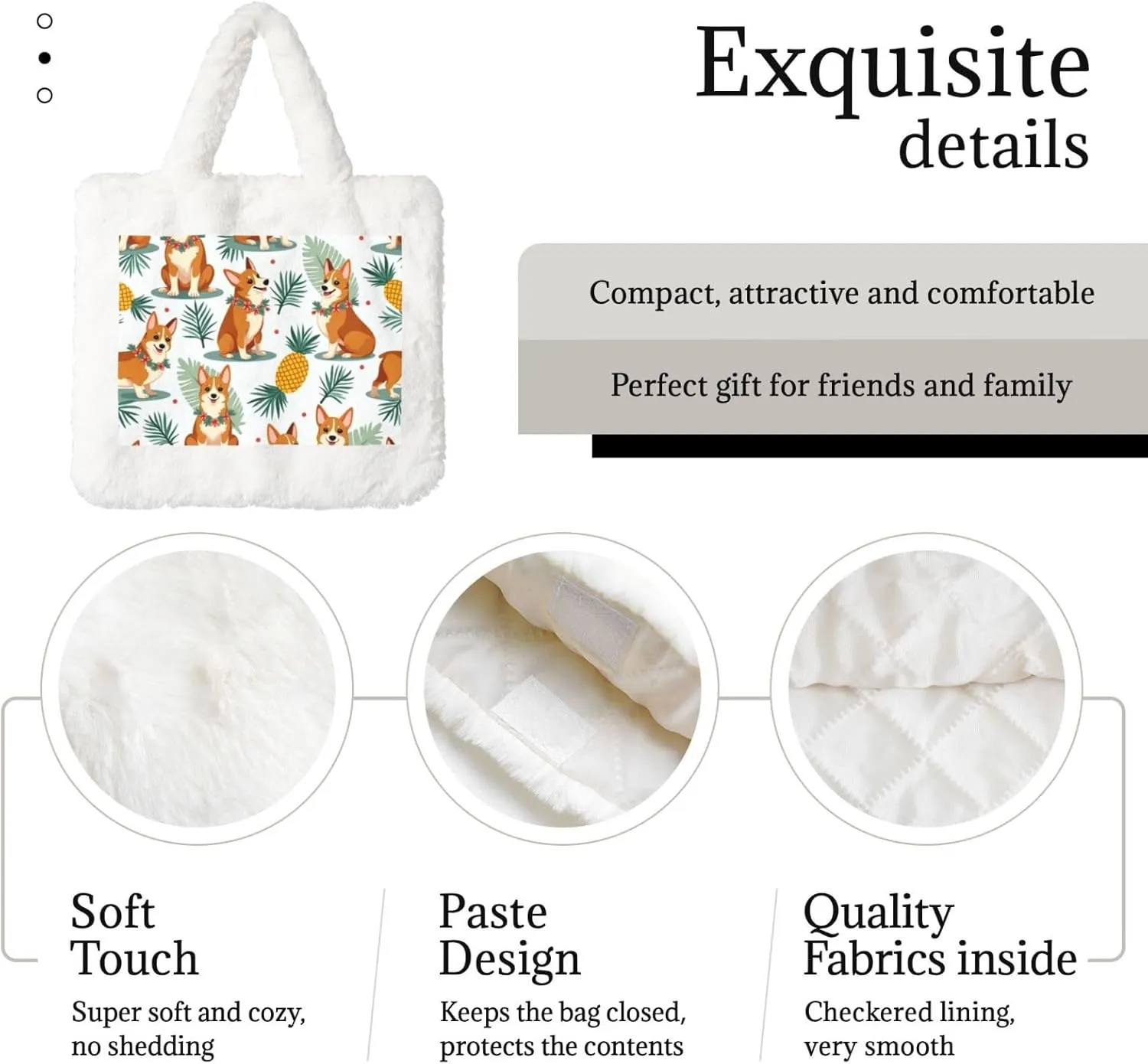 Fluffy Tote Bag for Women, Cute Fuzzy Tote Handbag Faux Fur Bag Furry Purse