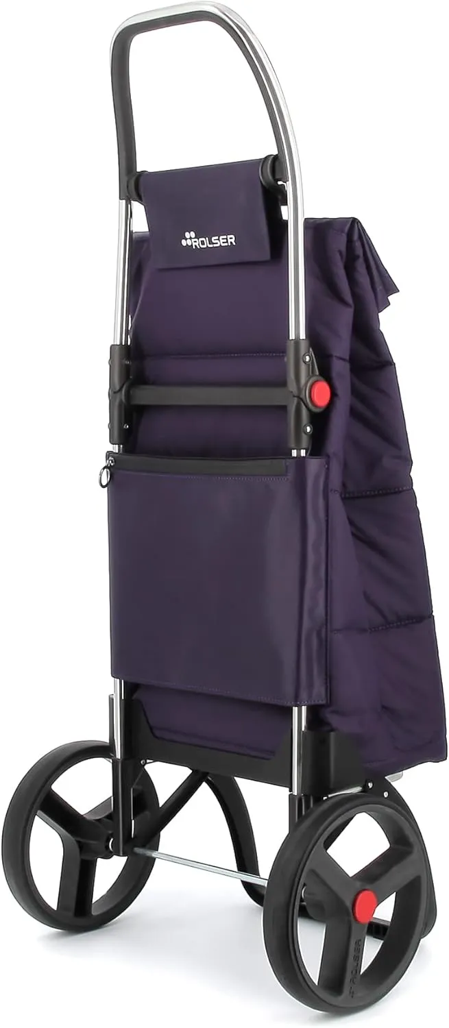 Foldable Puff Grocery Shopping Cart with Wheels | Collapsible Personal Folding Cart for Groceries | Durable & Portable | Purple