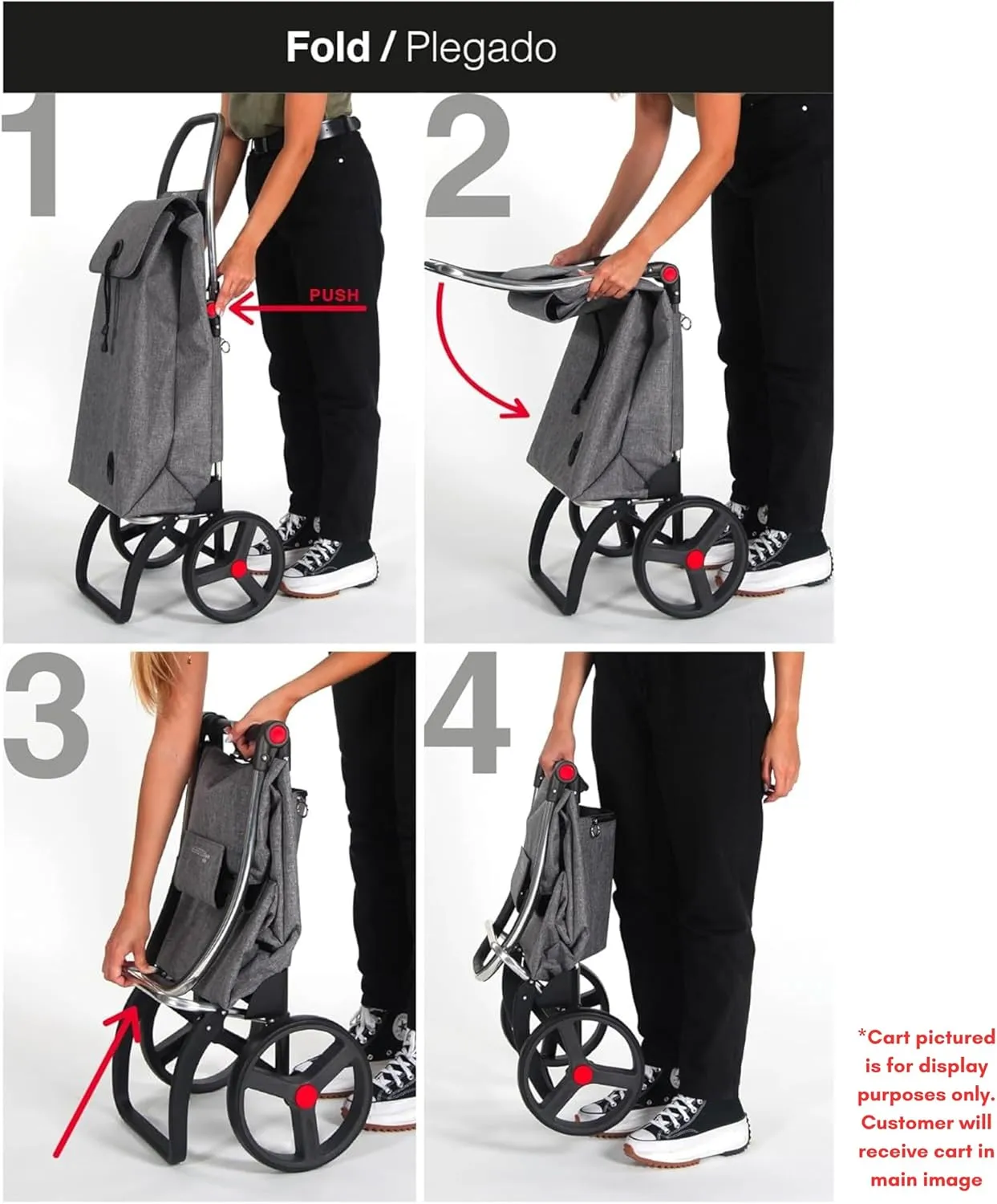 Foldable Puff Grocery Shopping Cart with Wheels | Collapsible Personal Folding Cart for Groceries | Durable & Portable | Purple
