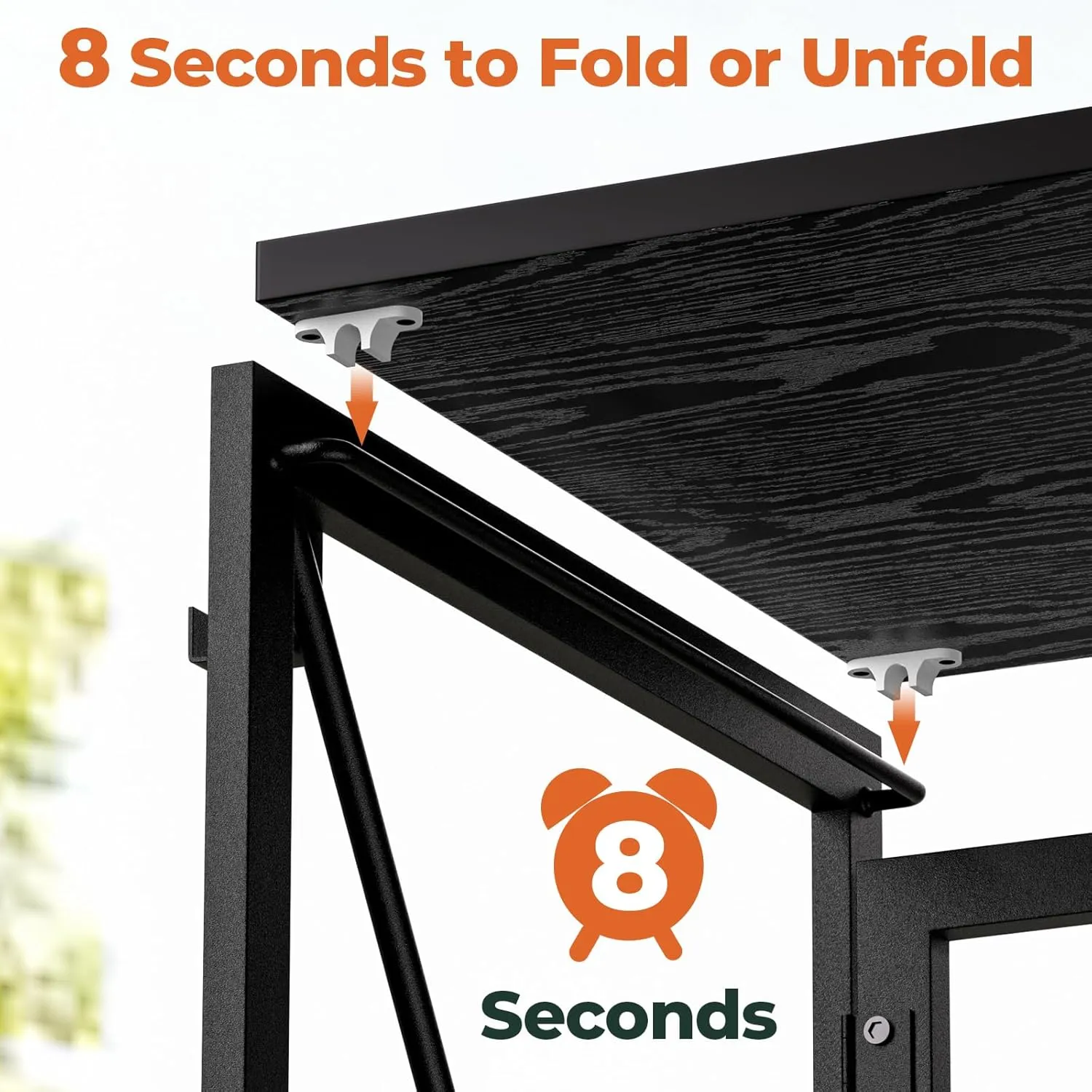 Folding Desk with Storage Pocket for Small Spaces, 31.5 Inch Foldable Desk with Headphone Hook for Bedroom Home Office, Portable Writing Table, Easy Assembly, Black