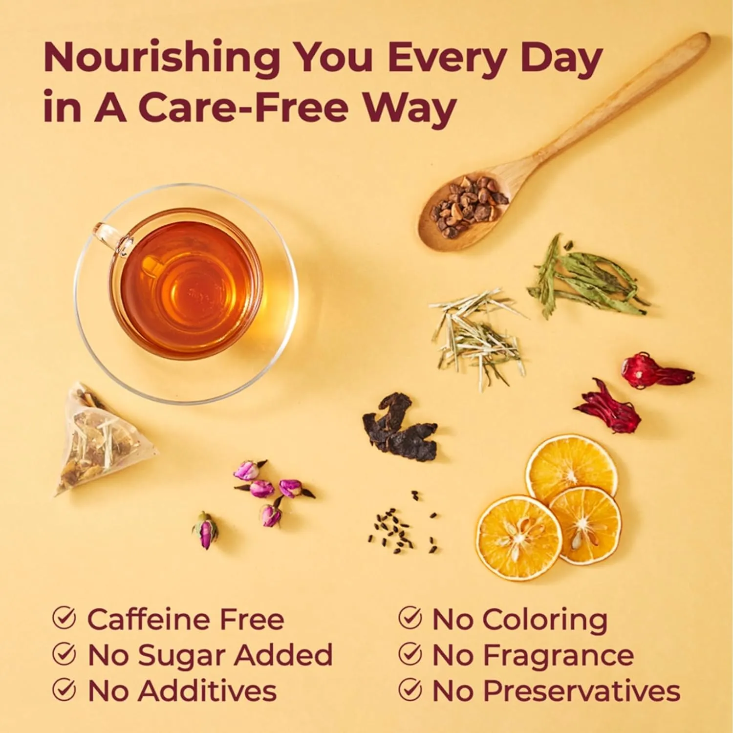 FOODHO Fruit Herbal Blend Functional Tea for Digestion with Orange, Hawthorn, Roselle, Rose, No Caffeine Tea, No Sugar, Hot or Iced Refreshingly Fruity, 10 Decaf Tea Bags