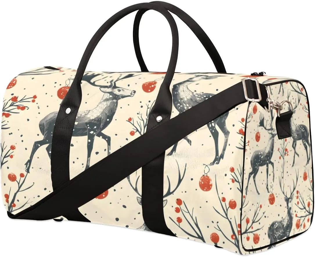Forest Deer Travel Duffle Bag for Women Men Gym Duffel Foldable Bag Waterproof Weekender Rustic Wildlife Duffle Tote