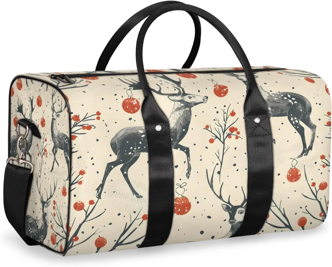 Forest Deer Travel Duffle Bag for Women Men Gym Duffel Foldable Bag Waterproof Weekender Rustic Wildlife Duffle Tote