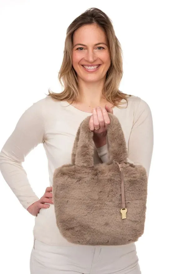 Franchetti Bond Faux Fur Handbag Mocha