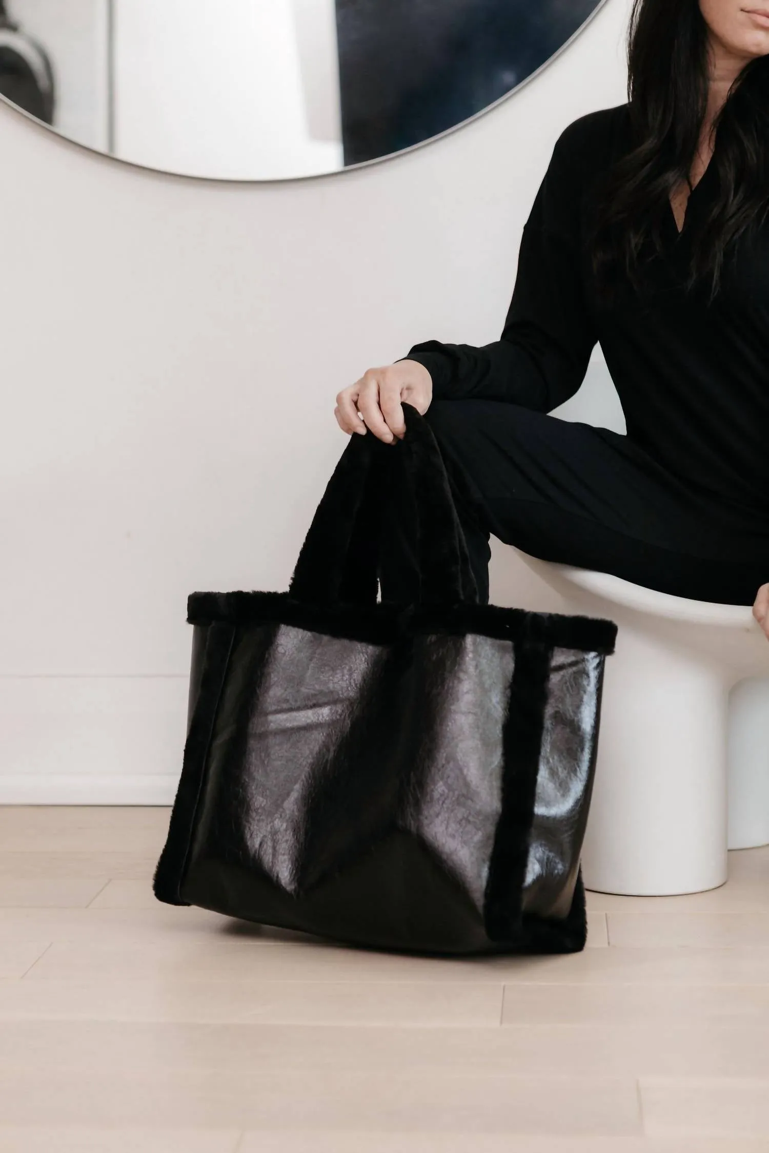 Freed - Women's Vegan Leather And Faux Fur Tote Bag
