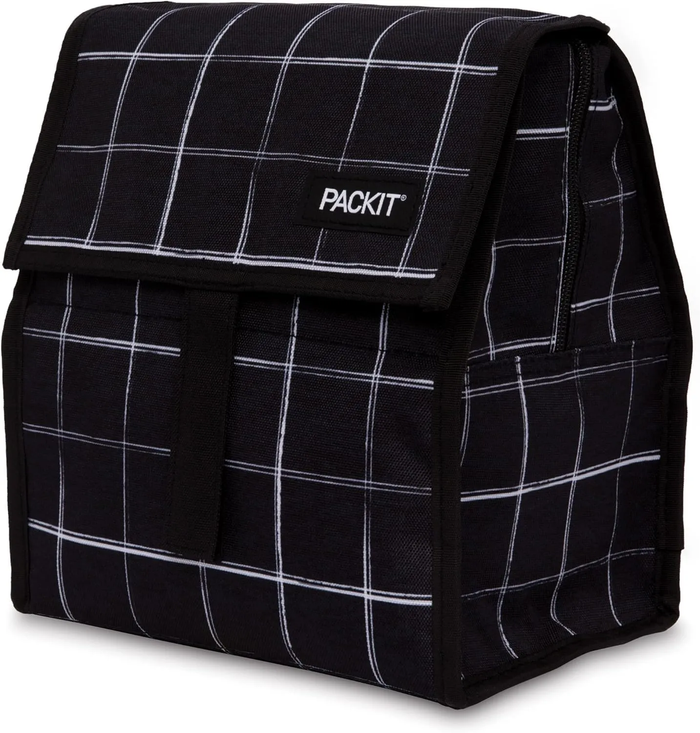 Freezable Lunch Bag, Black Grid