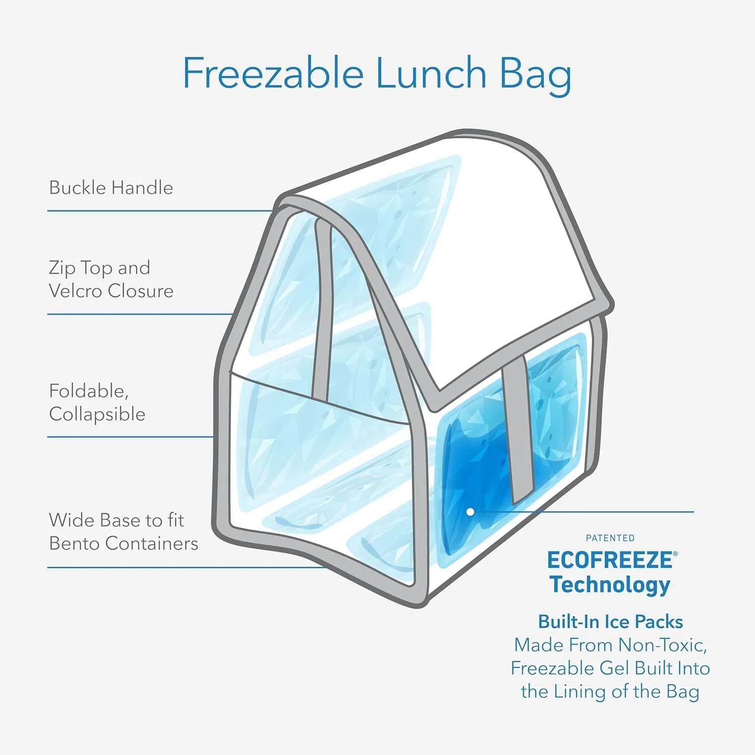 Freezable Lunch Bag, Black Grid