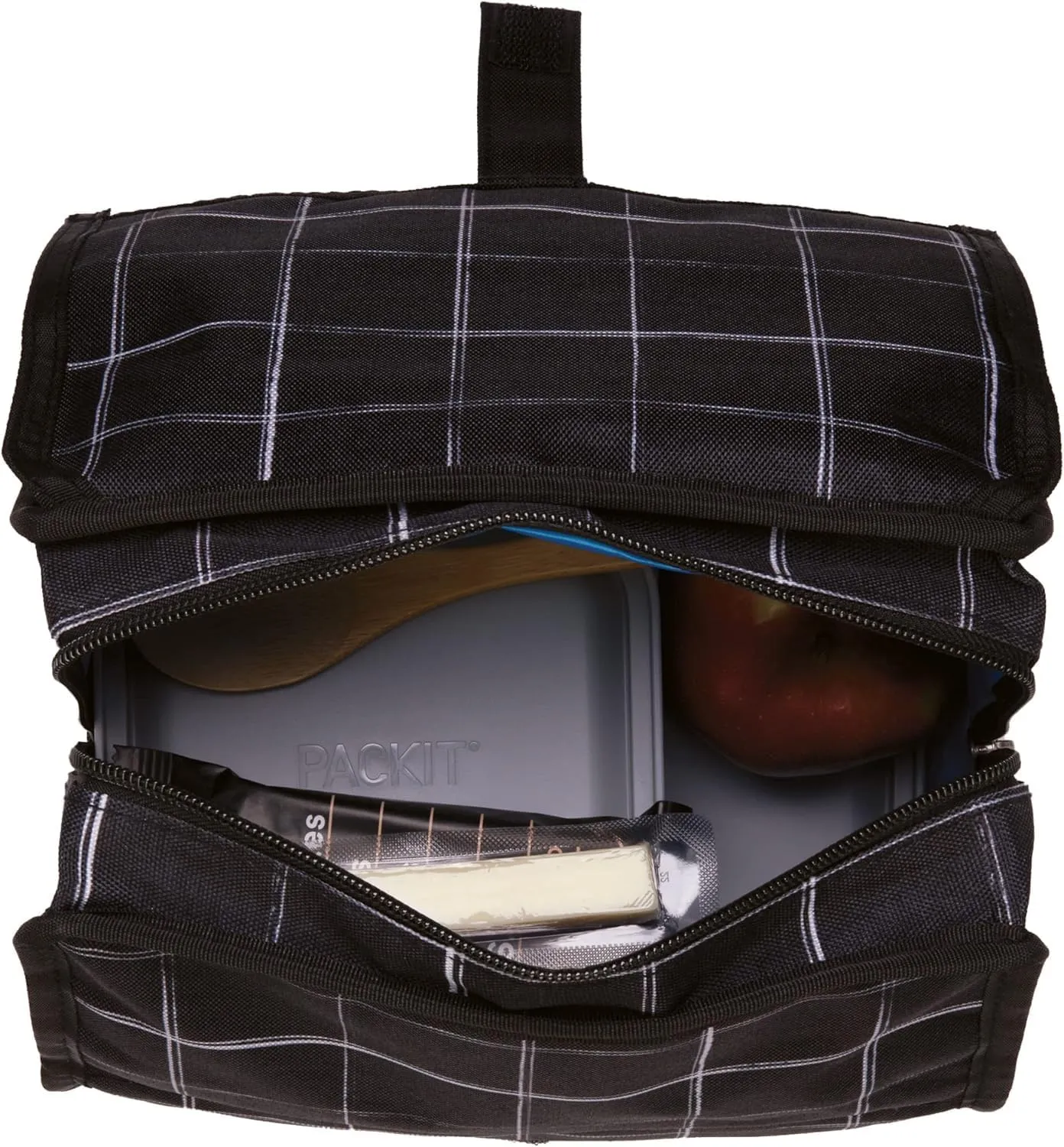Freezable Lunch Bag, Black Grid