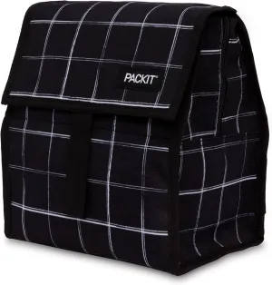 Freezable Lunch Bag, Black Grid