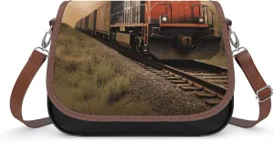 Freight Train Shoulder Bags PU Leather Shoulder Handbag Large Capacity Crossbody Bag for Women