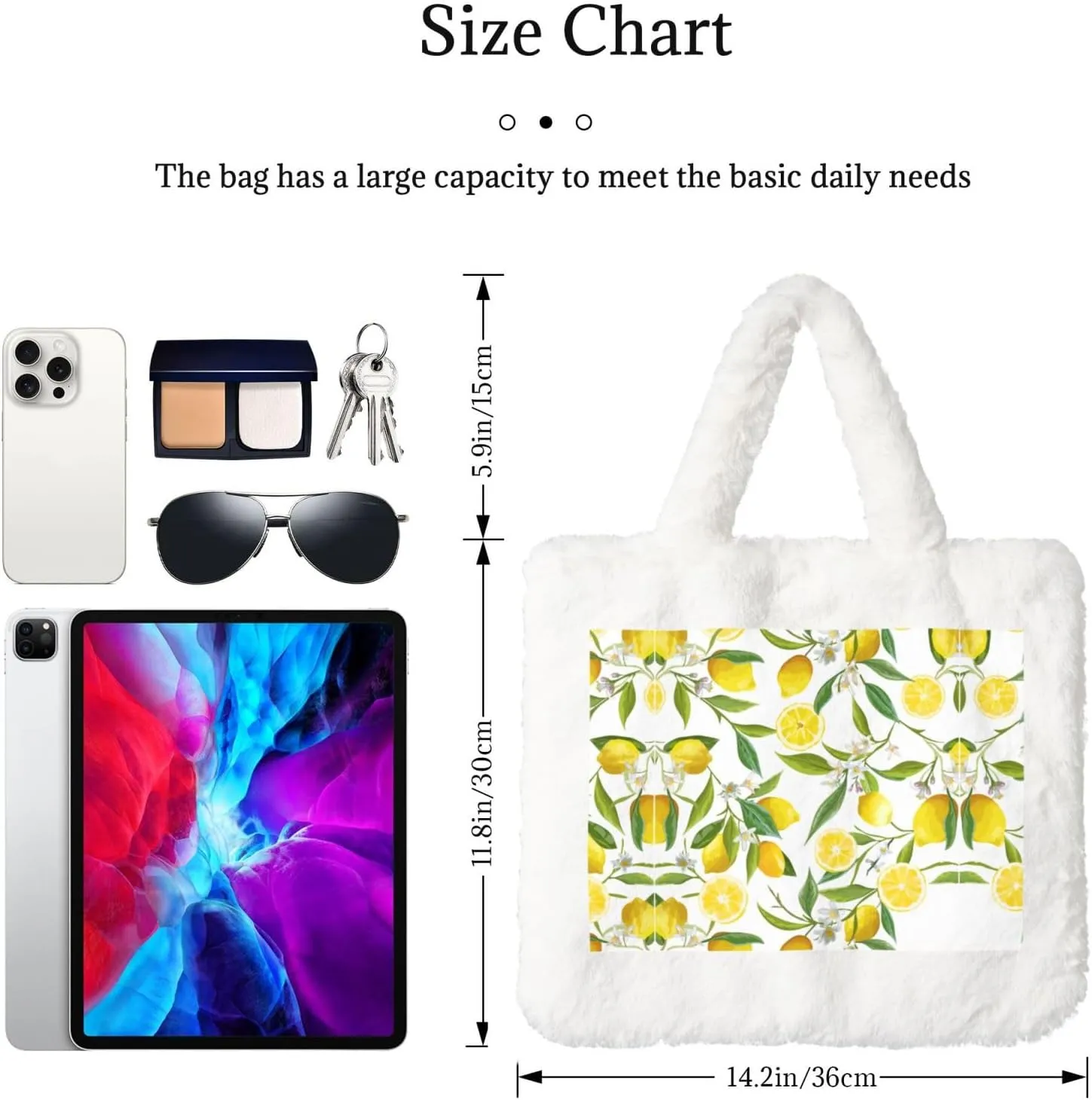 Fresh Tropical Lemons Printing Soft Plush Handbag For Womens Tote Bag For Women,Women Satchel Bags Wallet Purse For Gifts