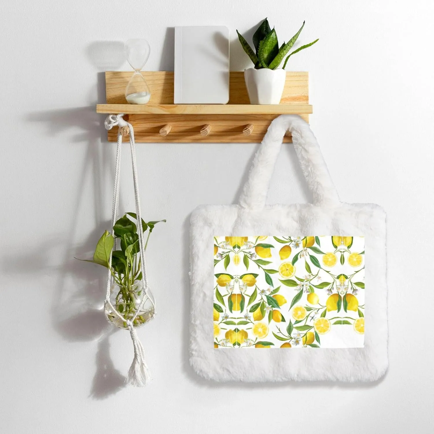Fresh Tropical Lemons Printing Soft Plush Handbag For Womens Tote Bag For Women,Women Satchel Bags Wallet Purse For Gifts
