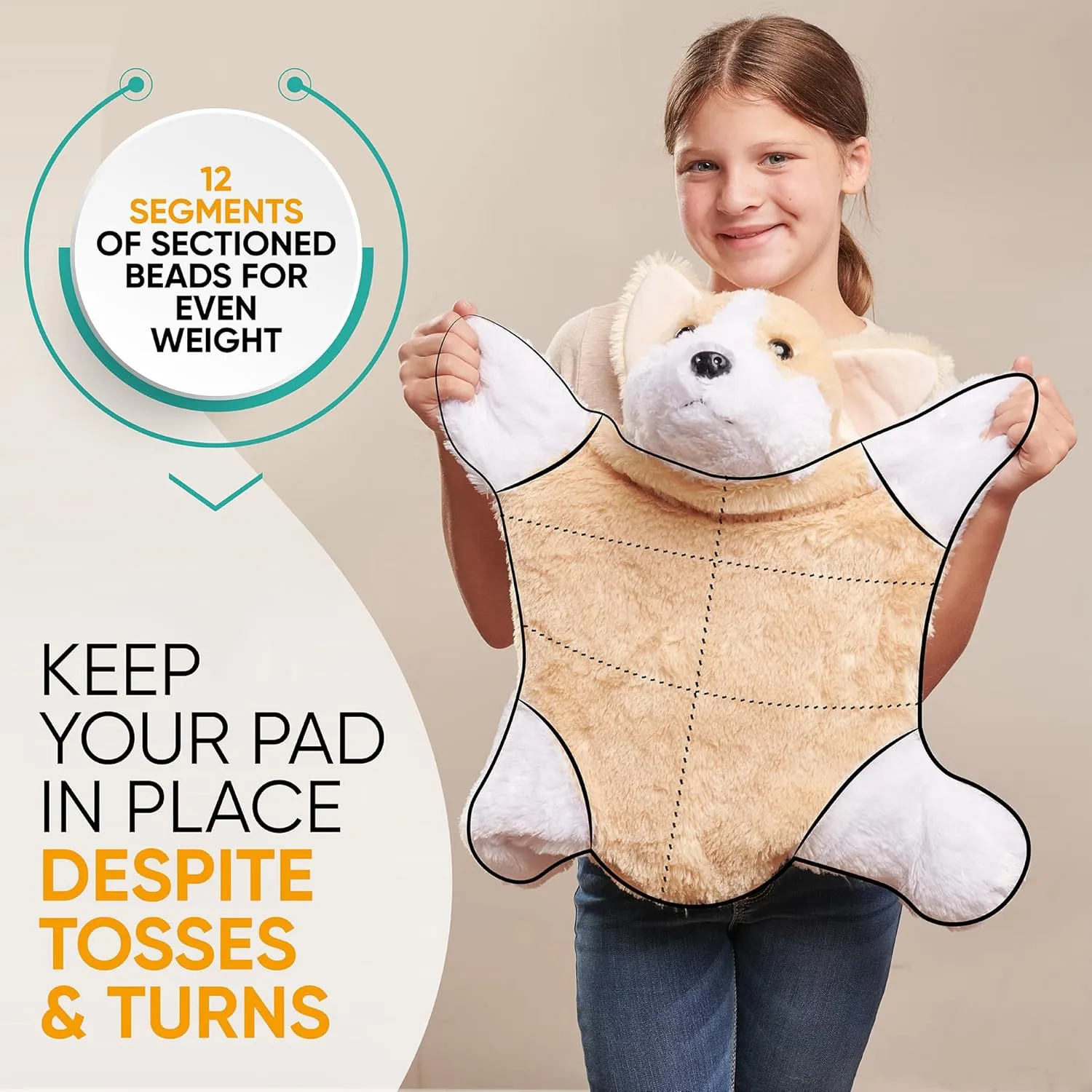 FRIENDLY CUDDLE Weighted Lap Blanket for Kids & Adults – Rosie Weighted Blanket – ASD, Sensory Processing Weighted Stuffed Animals Dog Toy – Microwavable Weighted Lap Pad for Kids, 5 Lbs