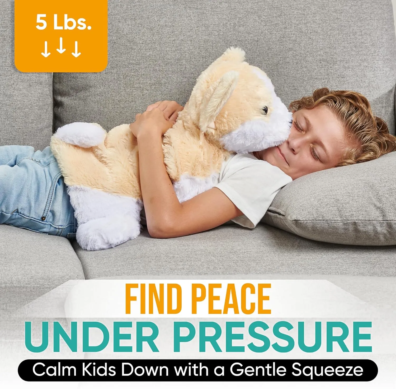 FRIENDLY CUDDLE Weighted Lap Blanket for Kids & Adults – Rosie Weighted Blanket – ASD, Sensory Processing Weighted Stuffed Animals Dog Toy – Microwavable Weighted Lap Pad for Kids, 5 Lbs