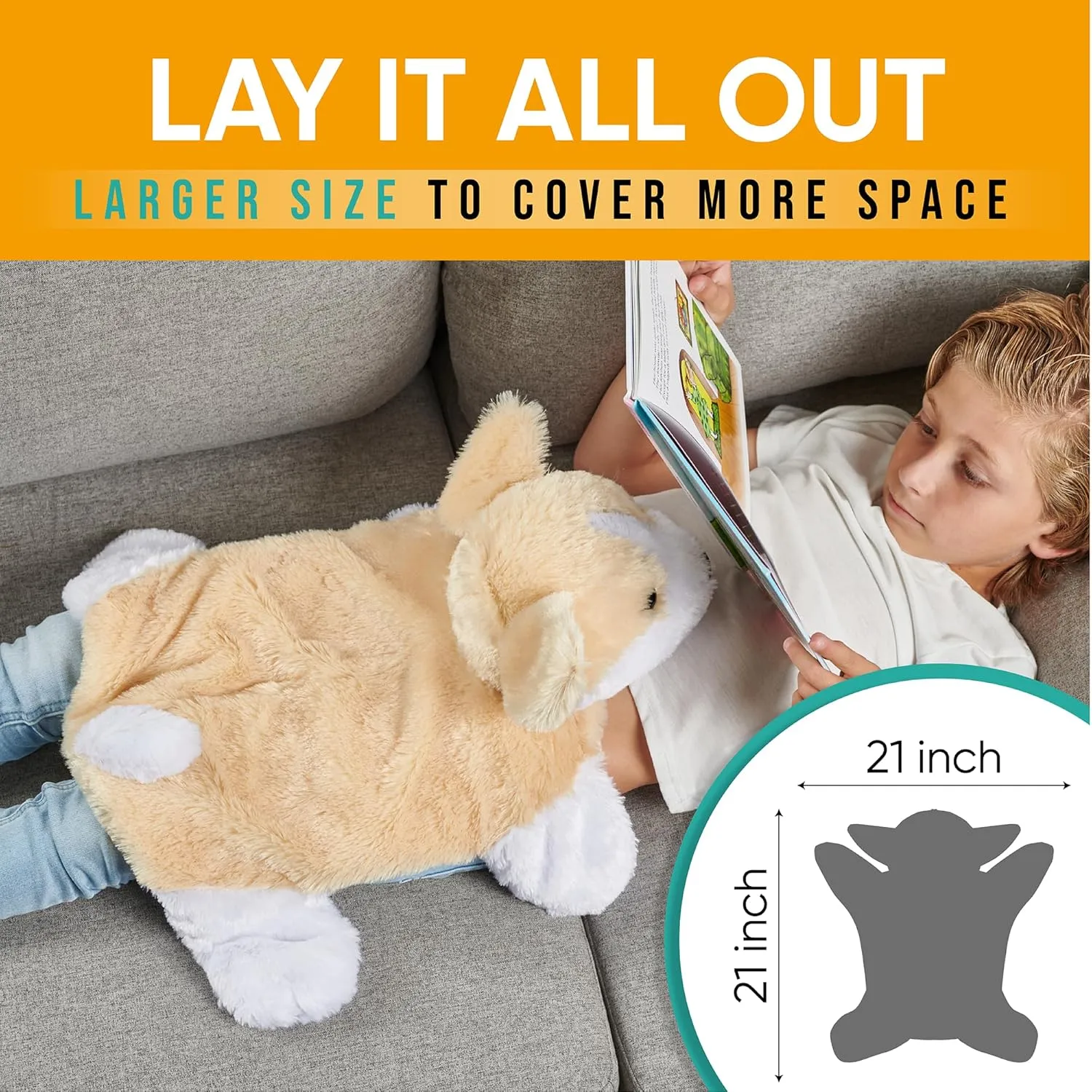 FRIENDLY CUDDLE Weighted Lap Blanket for Kids & Adults – Rosie Weighted Blanket – ASD, Sensory Processing Weighted Stuffed Animals Dog Toy – Microwavable Weighted Lap Pad for Kids, 5 Lbs