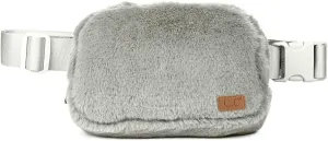 Funky Junque Crossbody Bag Sling Belt Stadium Waist Fanny Concert Bag: Faux Fur - Heather Grey