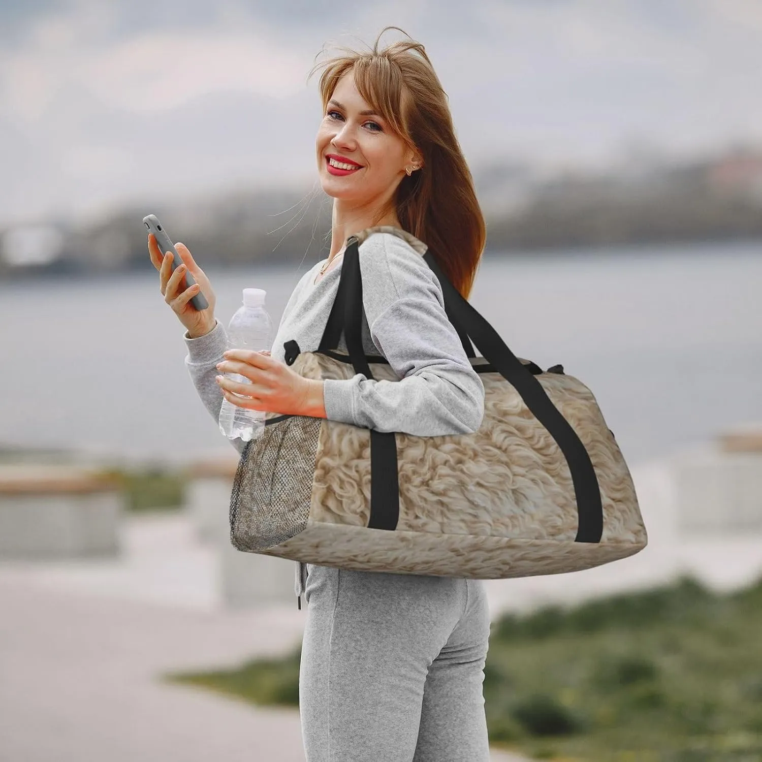 Fur Wool Travel Duffel Bag Large Foldable Waterproof Overnight Bag For Beach Swim Bags Pool Sports Gym