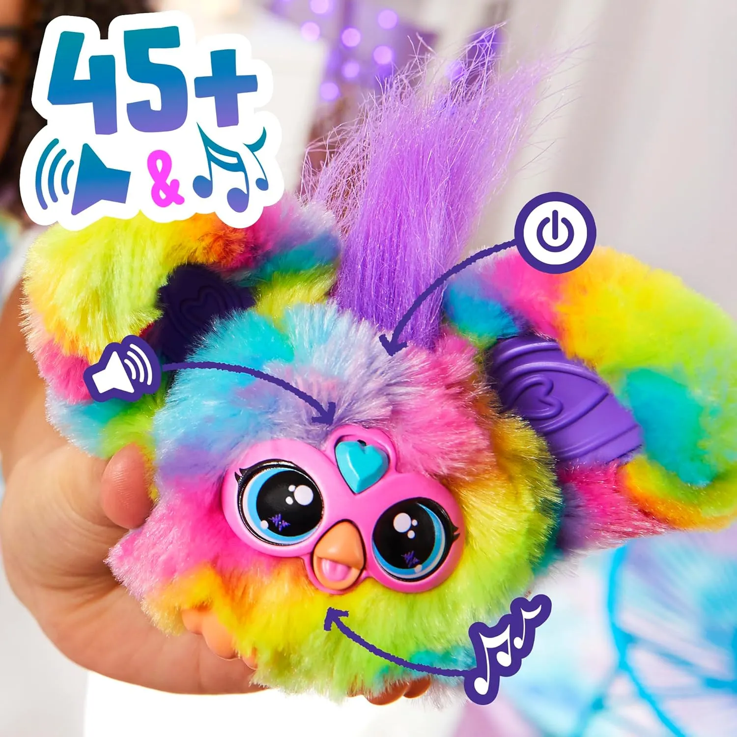 Furby Furblets 2-Pack, Mini Friends Ray-Vee & Hip-Bop, 45  Sounds Each, Music & Furbish Phrases, Electronic Plush Toys, Rainbow & Pink/Purple, Ages 6  (Amazon Exclusive)
