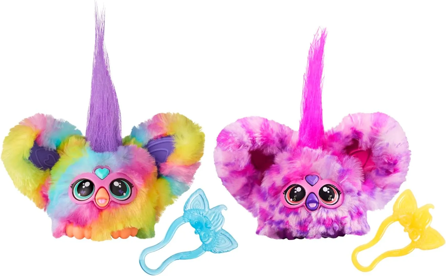 Furby Furblets 2-Pack, Mini Friends Ray-Vee & Hip-Bop, 45  Sounds Each, Music & Furbish Phrases, Electronic Plush Toys, Rainbow & Pink/Purple, Ages 6  (Amazon Exclusive)