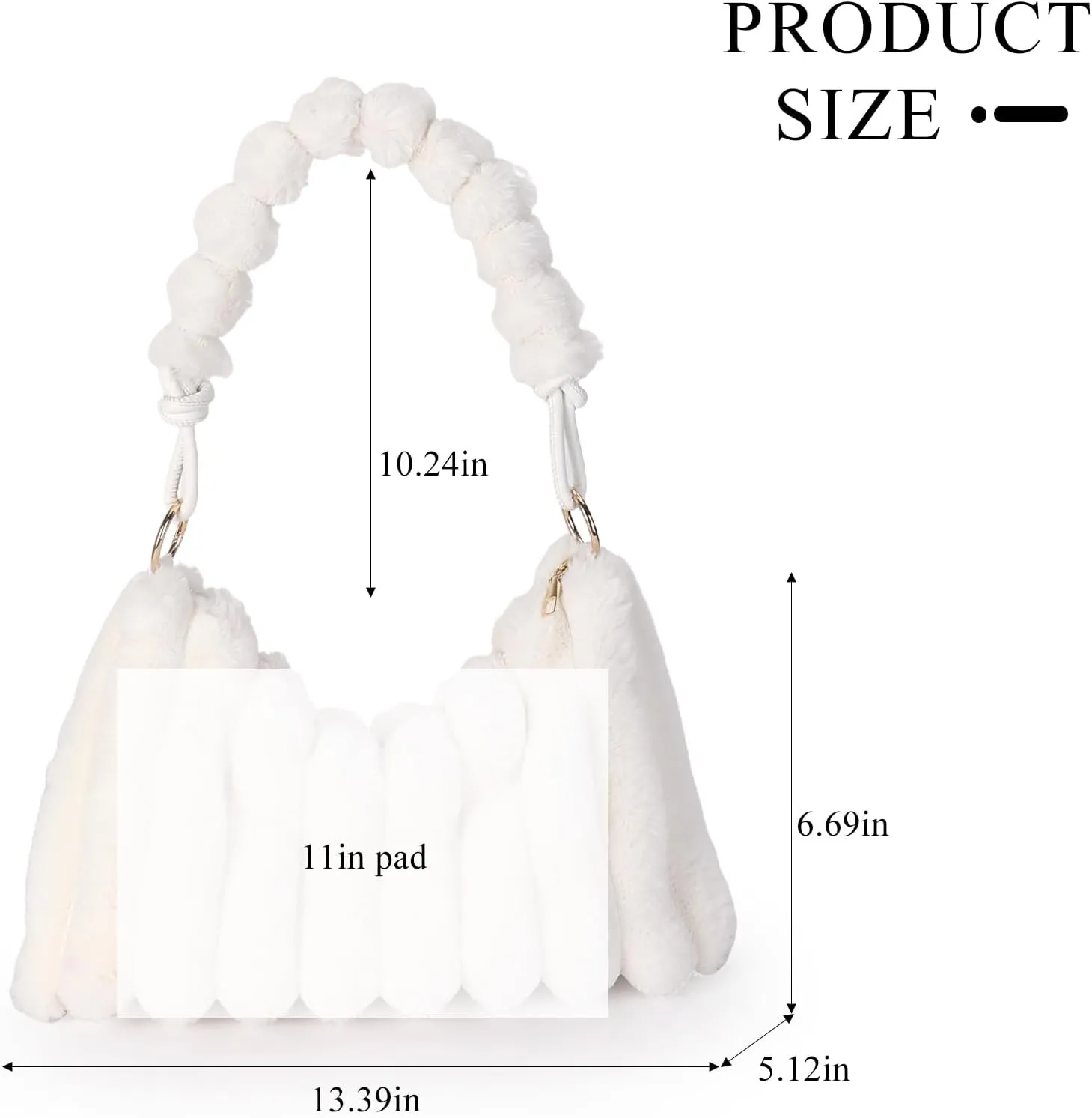 Furry Purse Y2K Fluffy Bags Faux Fur Purses for Women Fuzzy Tote Bag Plush Shoulder Handbags