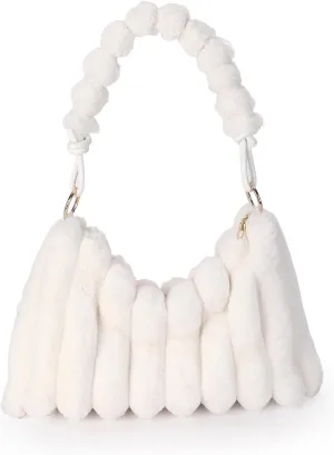 Furry Purse Y2K Fluffy Bags Faux Fur Purses for Women Fuzzy Tote Bag Plush Shoulder Handbags