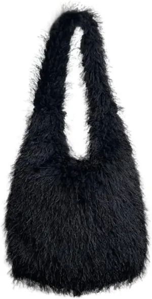 Furry Tote Bag for Women Faux Fur Shoulder Bag Y2k Purse Fluffy Large Fuzzy Handbags Cute Solid Top Handle Satchels