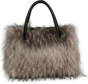Furry Tote Bag Soft Faux Fur Bags Lightweight Travel Bags Cute Madam Plush Purses