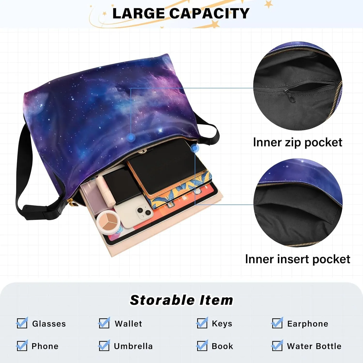 GAIGEO Fantasy Sea Of Clouds And Whale Shoulder Strap Bag, Men's Shoulder Bags, Leather Crossbody Bag