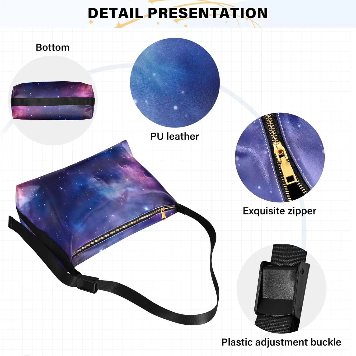 GAIGEO Fantasy Sea Of Clouds And Whale Shoulder Strap Bag, Men's Shoulder Bags, Leather Crossbody Bag