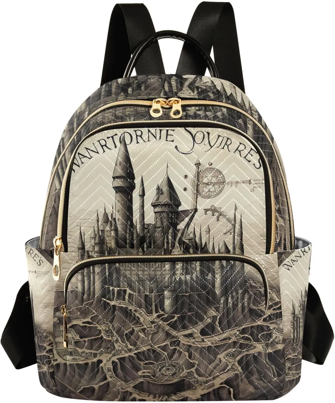GAIGEO Tower and Palace Map Art Print Woman's Fashion Backpack, Women's Travel Backpack for Airplane, Backpack Bags for Women, S
