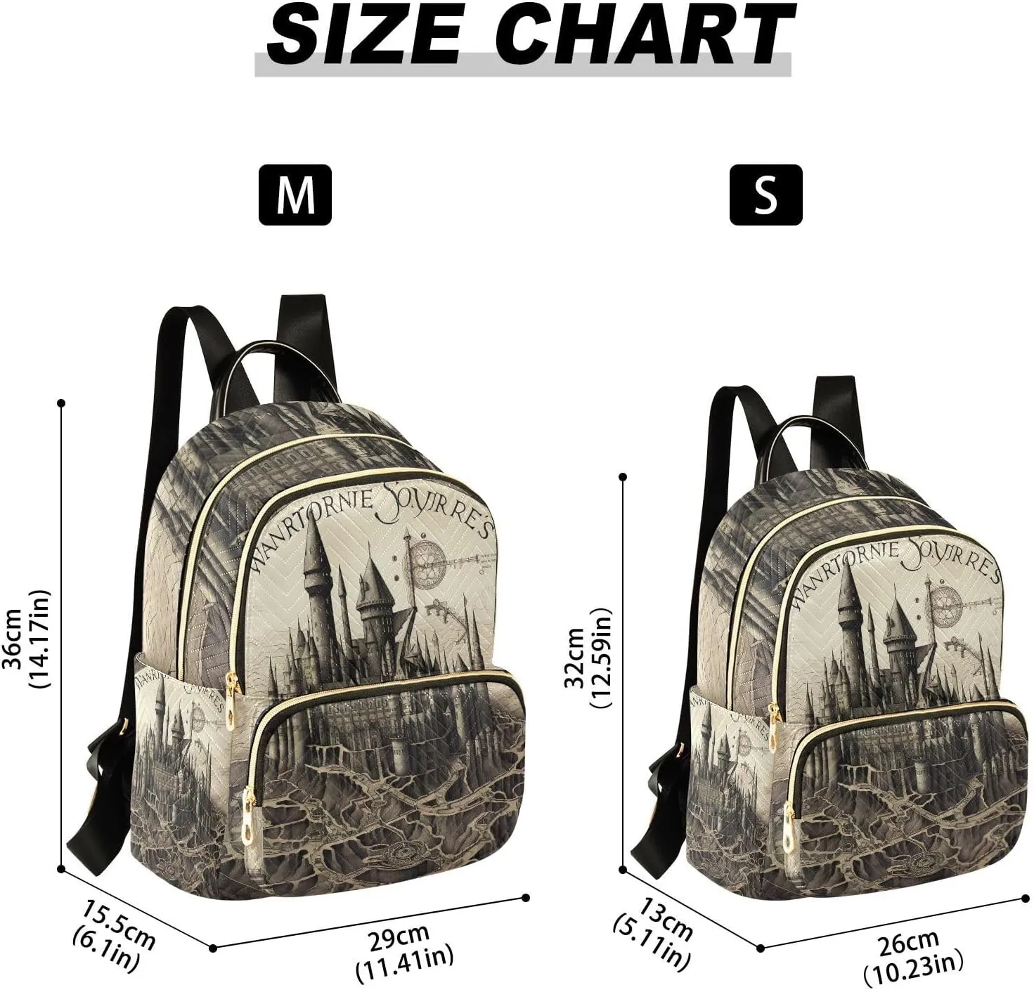 GAIGEO Tower and Palace Map Art Print Woman's Fashion Backpack, Women's Travel Backpack for Airplane, Backpack Bags for Women, S