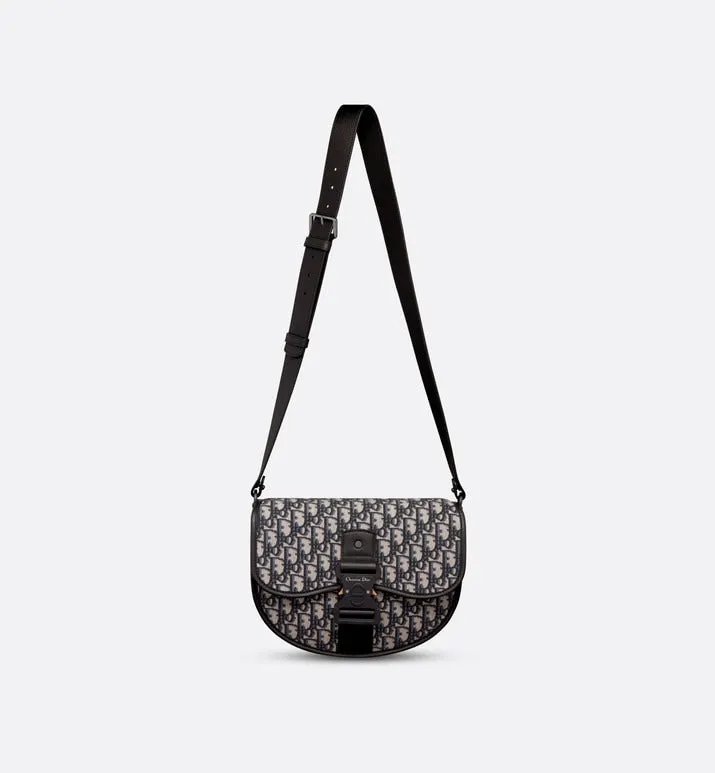 Gallop Bag with Strap • Beige and Black Dior Oblique Jacquard