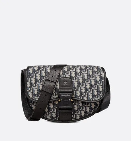 Gallop Bag with Strap • Beige and Black Dior Oblique Jacquard