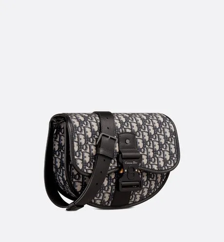 Gallop Bag with Strap • Beige and Black Dior Oblique Jacquard