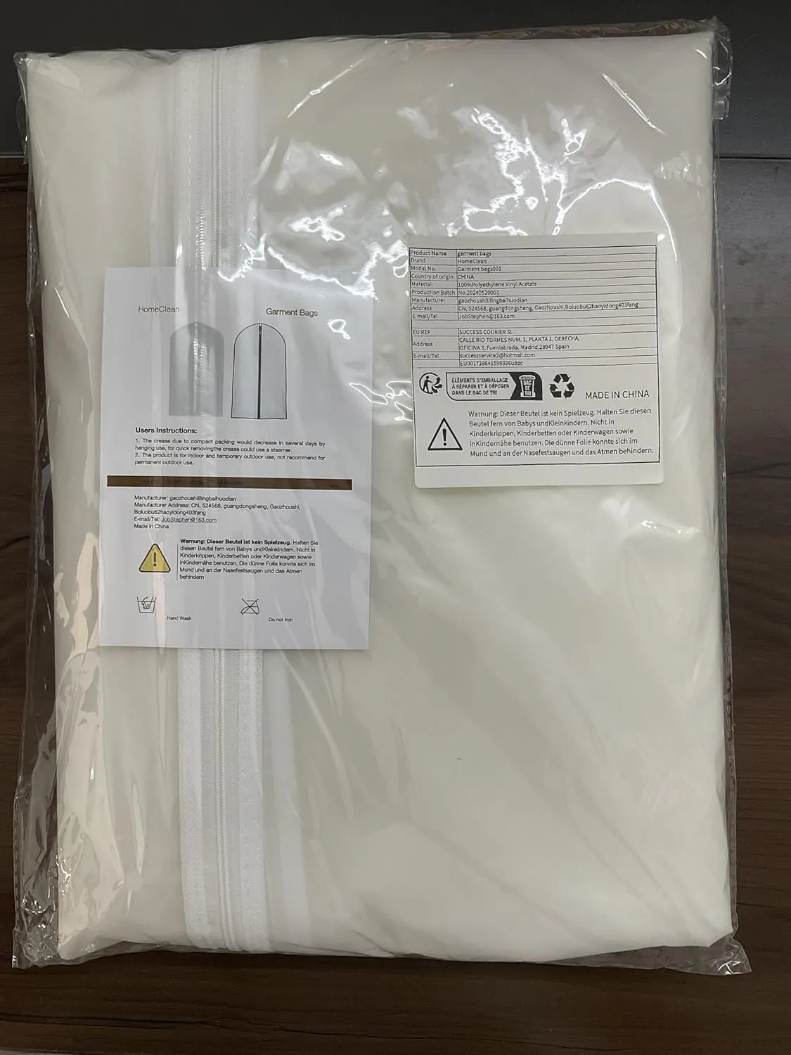 Garment Bags for Hanging Clothes 24'' x 48'' Long Suit Dust Hanging Garment Bag White Breathable Suit Covers for Closet Full Zipper Dust Cover for Dance Dress Clothes Pack of 6