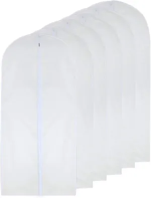 Garment Bags for Hanging Clothes 24'' x 48'' Long Suit Dust Hanging Garment Bag White Breathable Suit Covers for Closet Full Zipper Dust Cover for Dance Dress Clothes Pack of 6